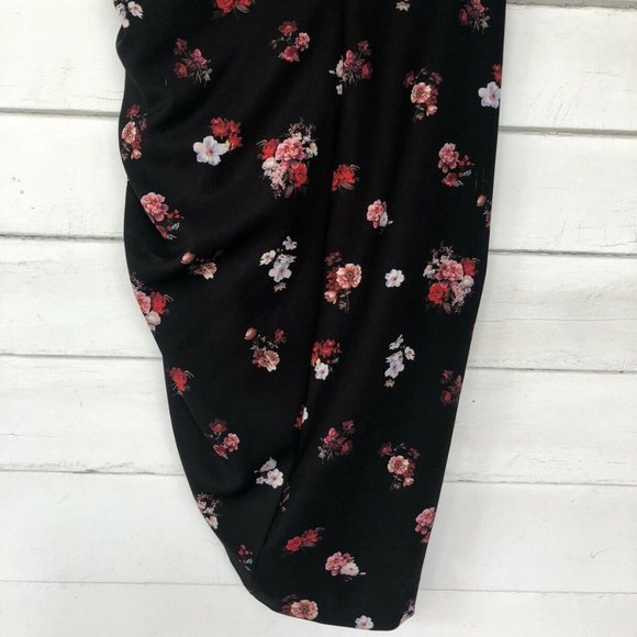 GIANNI BINI‎ RUCHED SIDE SLIT LINED FLORAL SKIRT XS - Picture 9 of 13